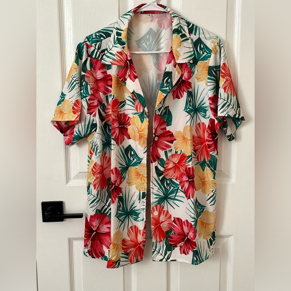 Women's Hawaiian Tropical Button Down Blouse - XL